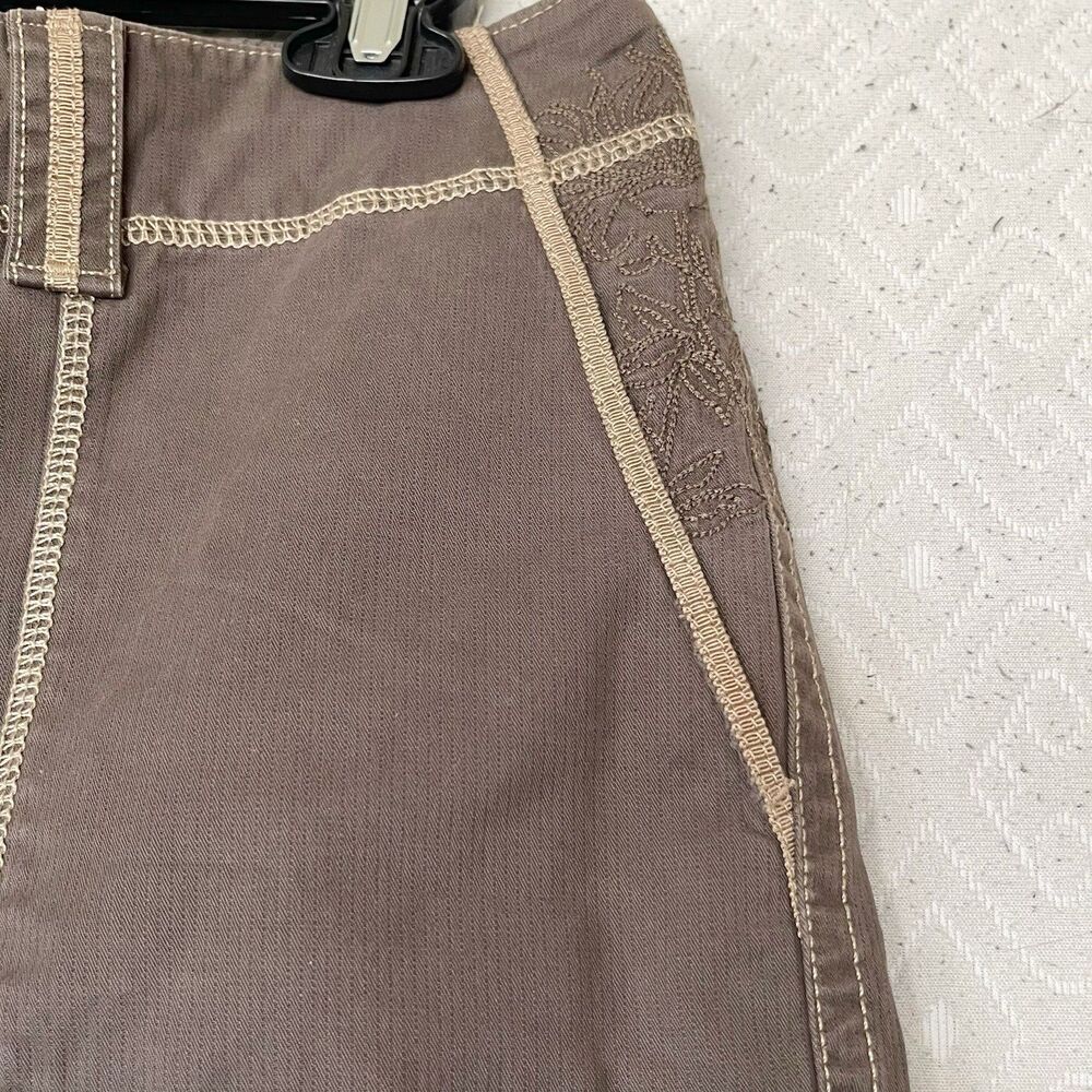 Eddie Bauer Roll Up Utility Cargo Pants Brown Contrast Stitch Y2K Gorpcore Sz 8 - Picture 5 of 16